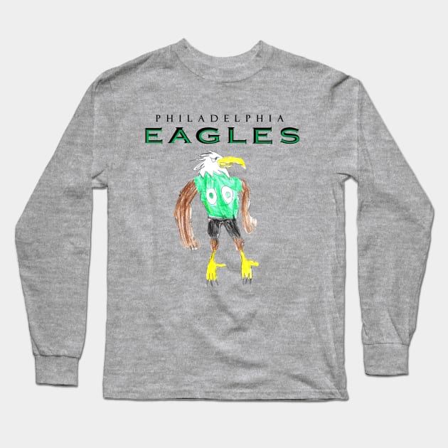 Philadelphia Eagles Mascot Design Long Sleeve T-Shirt by Kids’ Drawings 